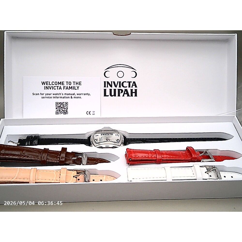 Invicta Lupah 48949 Women's Dress Watch 29mm Silver Dial + 5 Leather Straps NIB